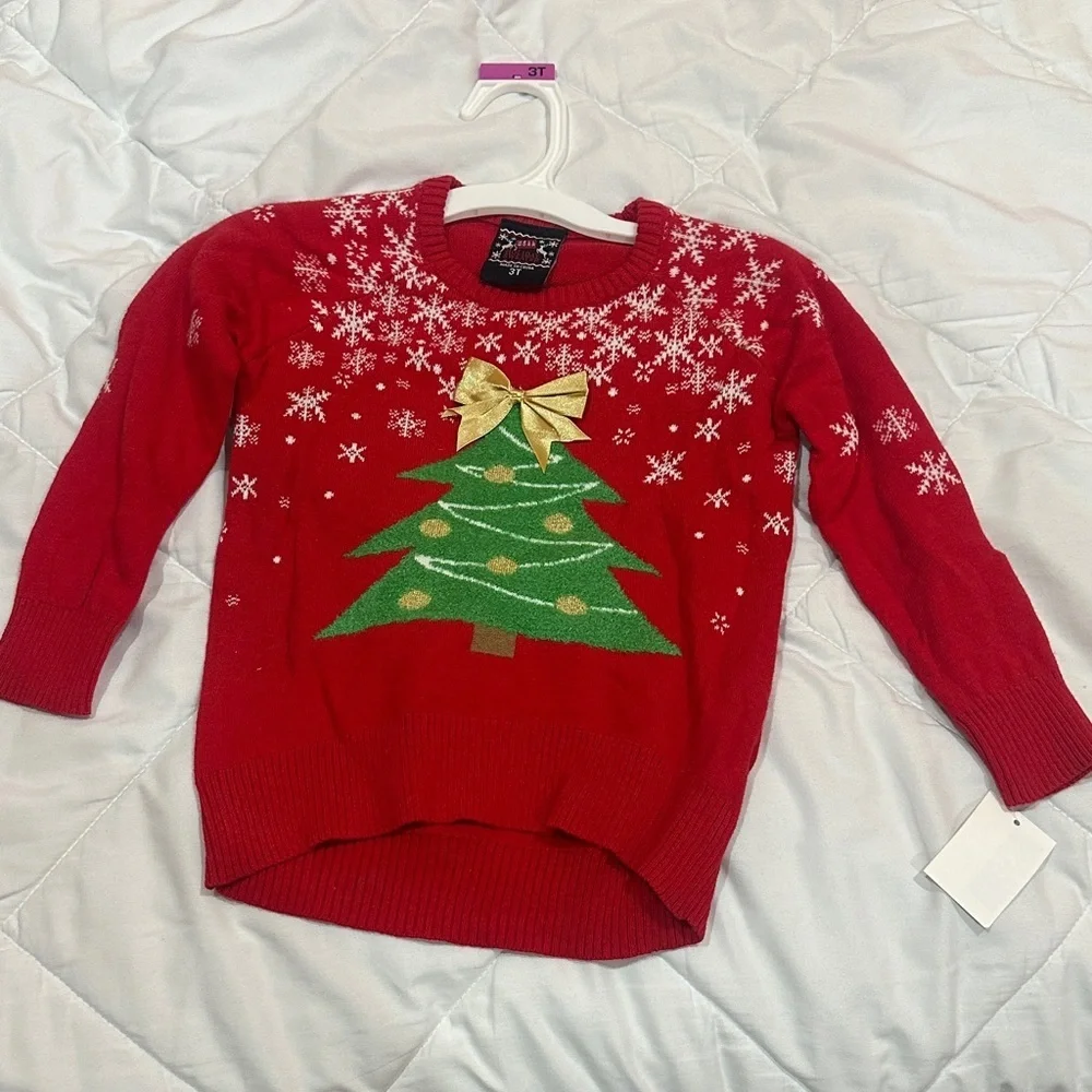 NEW Well Worn Red Sweater with Christmas Tree Design size 3T
